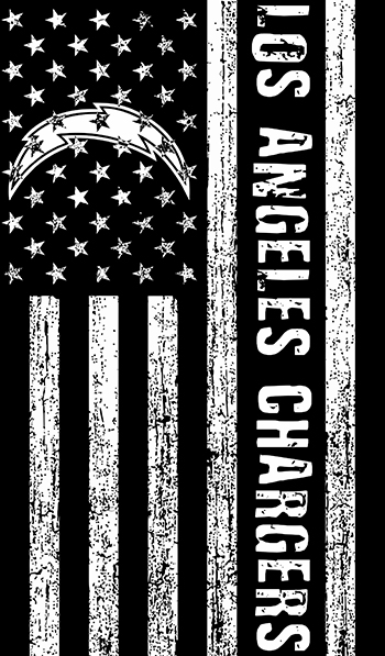 Los Angeles Chargers Black And White American Flag logo vinyl decal